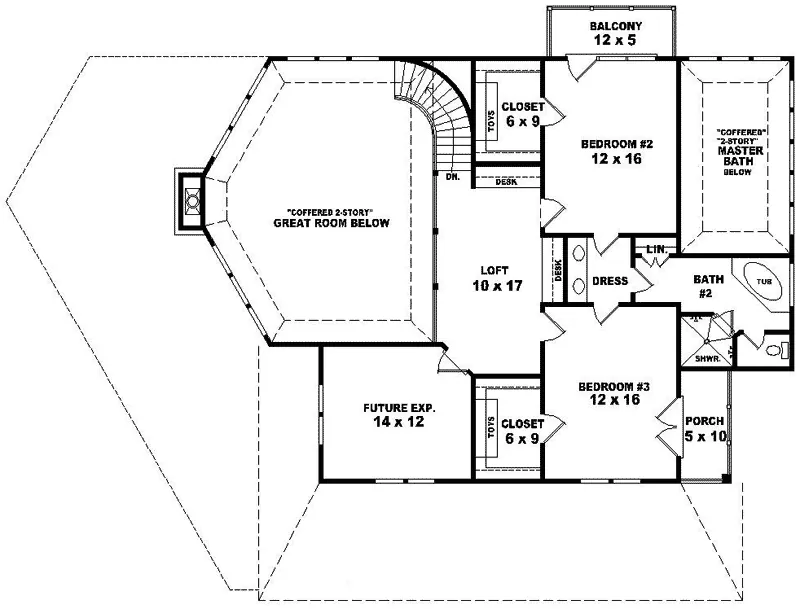 Contemporary House Plan Second Floor - Hunters Trace Waterfront Home 087D-0597 - Search House Plans and More