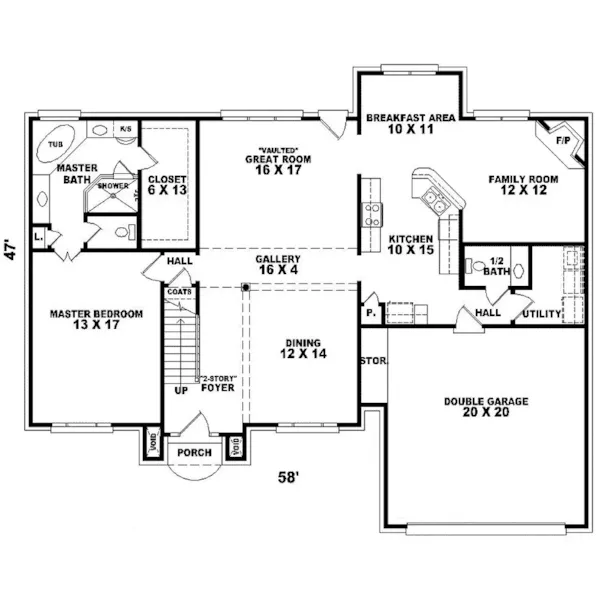 Colonial House Plan First Floor - Berringer Place Traditional Home 087D-0606 - Search House Plans and More