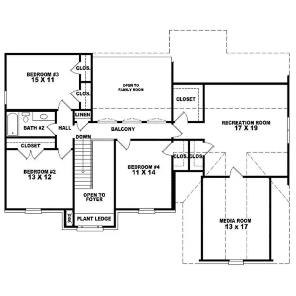 Colonial House Plan Second Floor - Berringer Place Traditional Home 087D-0606 - Search House Plans and More