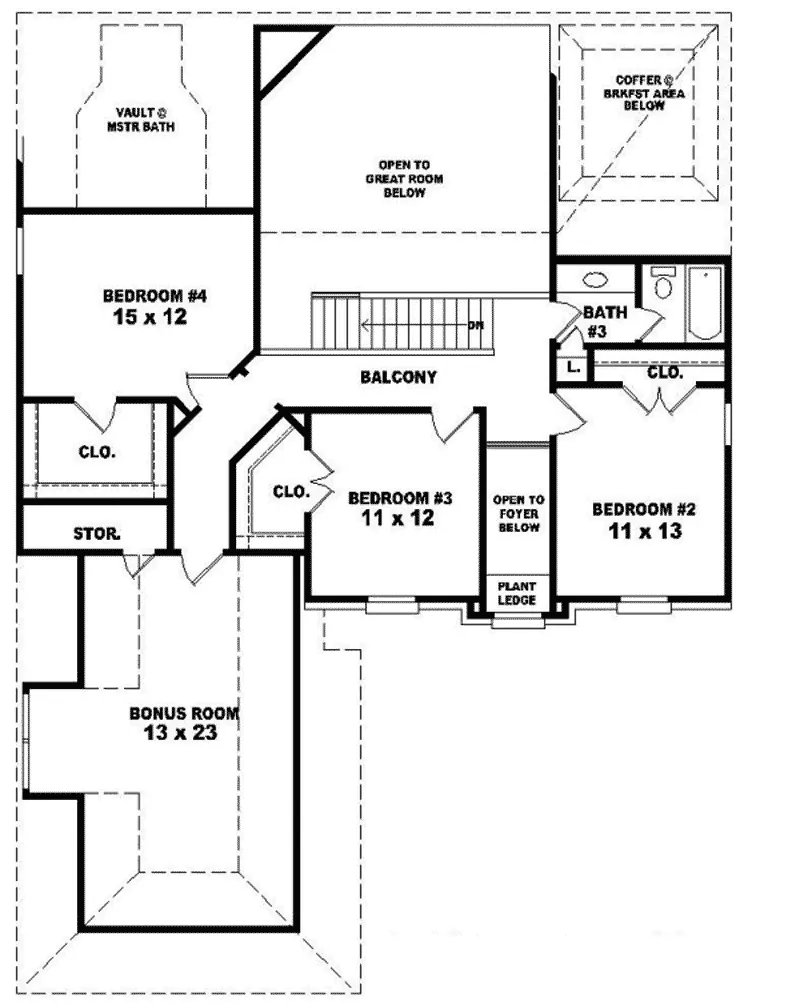 Southern House Plan Second Floor - Lucas Hollow Traditional Home 087D-0610 - Shop House Plans and More