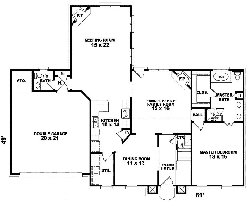 Traditional House Plan First Floor - Florentine Georgian Home 087D-0615 - Search House Plans and More