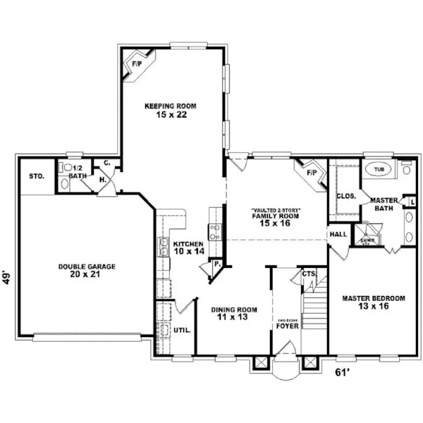 Country House Plan First Floor - Florentine Georgian Home 087D-0615 - Search House Plans and More