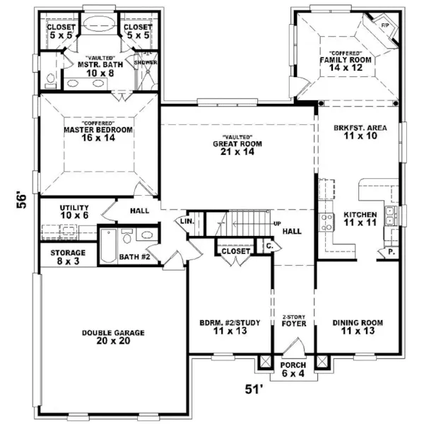 Georgian House Plan First Floor - Beutell Traditional Home 087D-0622 - Search House Plans and More