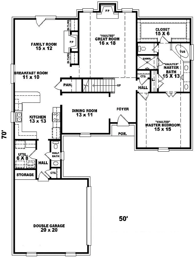Traditional House Plan First Floor - Fox Trace Traditional Home 087D-0630 - Search House Plans and More