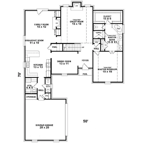 Southern House Plan First Floor - Fox Trace Traditional Home 087D-0630 - Search House Plans and More