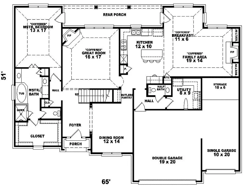 Country House Plan First Floor - Calverton Park Traditional Home 087D-0633 - Search House Plans and More