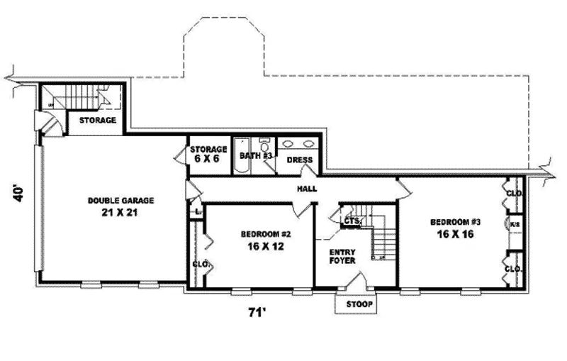 Southern Plantation House Plan Lower Level Floor - Marstall Southern Home 087D-0641 - Shop House Plans and More