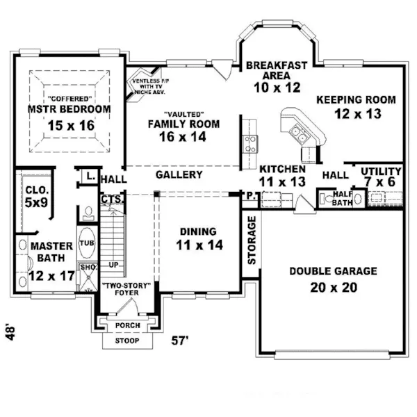 European House Plan First Floor - Glenoak Place Traditional Home 087D-0643 - Search House Plans and More