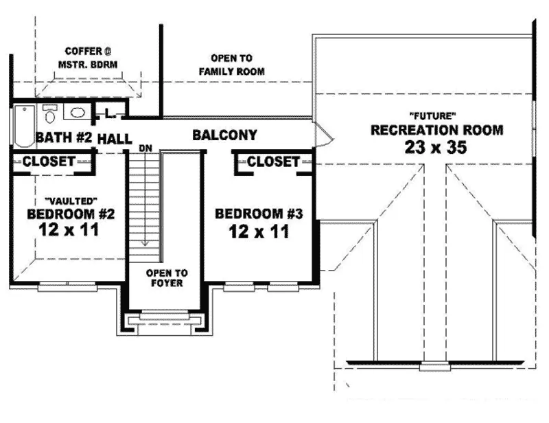 Colonial House Plan Second Floor - Glenoak Place Traditional Home 087D-0643 - Search House Plans and More