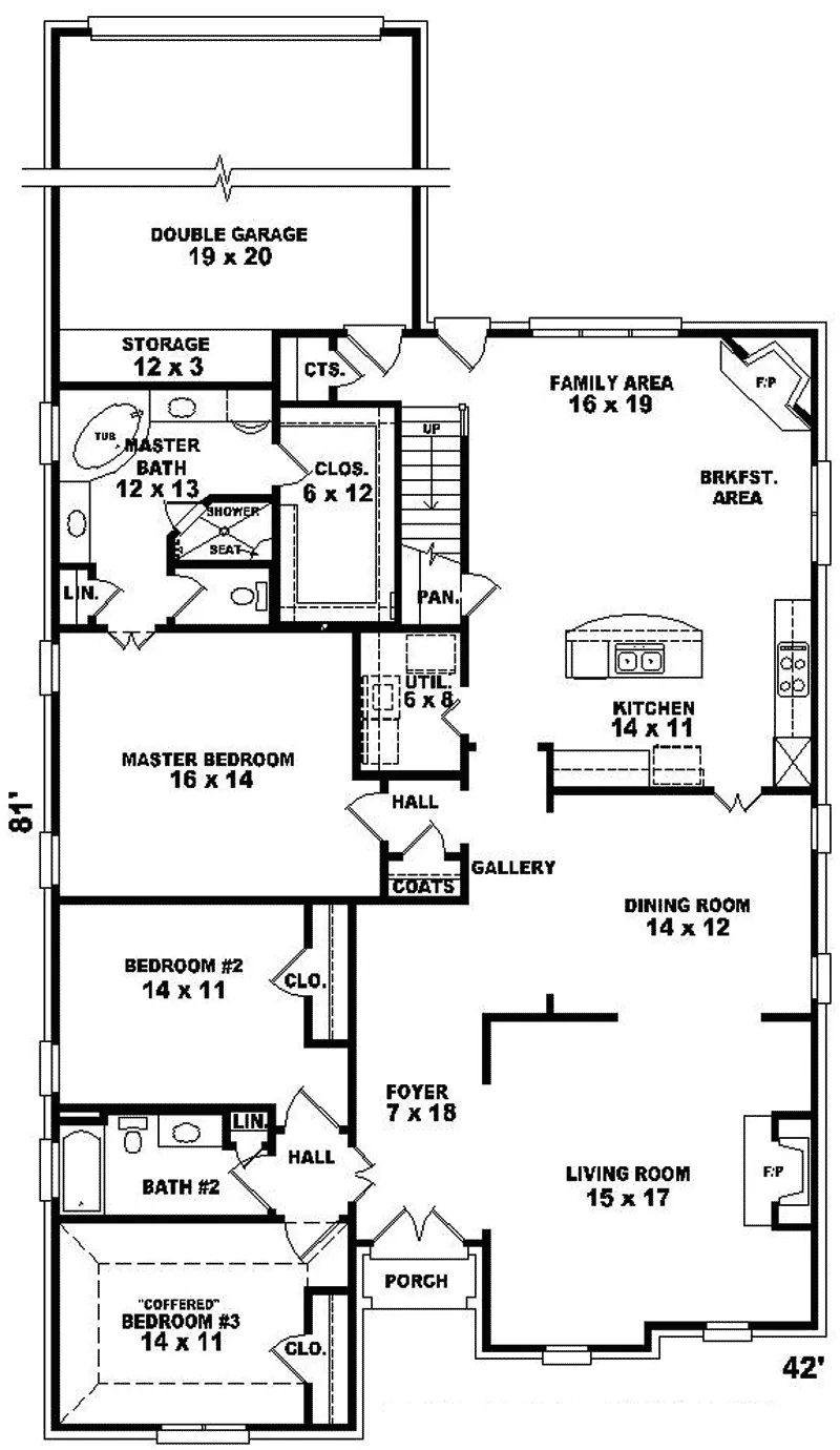 Colonial House Plan First Floor - Louisiana European Country Home 087D-0646 - Shop House Plans and More