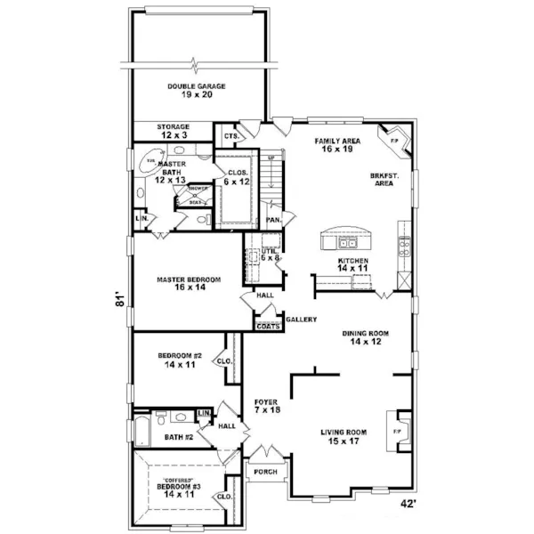 Country House Plan First Floor - Louisiana European Country Home 087D-0646 - Shop House Plans and More