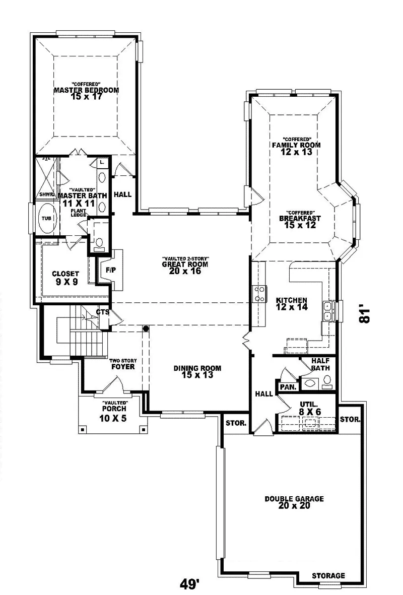 European House Plan First Floor - Caspian Place Traditional Home 087D-0648 - Search House Plans and More