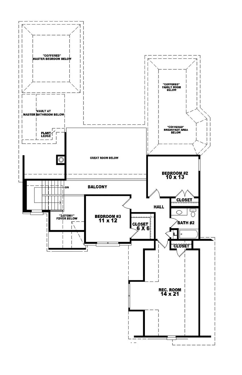 Traditional House Plan Second Floor - Caspian Place Traditional Home 087D-0648 - Search House Plans and More