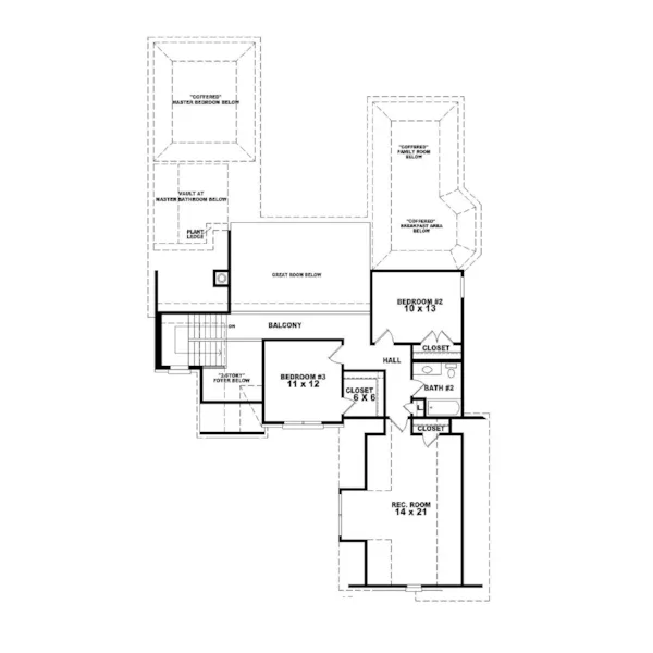 Country House Plan Second Floor - Caspian Place Traditional Home 087D-0648 - Search House Plans and More