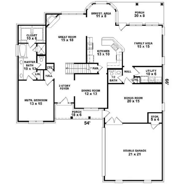 Colonial House Plan First Floor - Taradale Traditional Home 087D-0650 - Shop House Plans and More