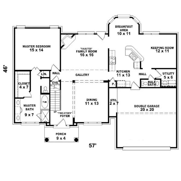 Southern Plantation House Plan First Floor - Antoine Creek Colonial Home 087D-0659 - Search House Plans and More