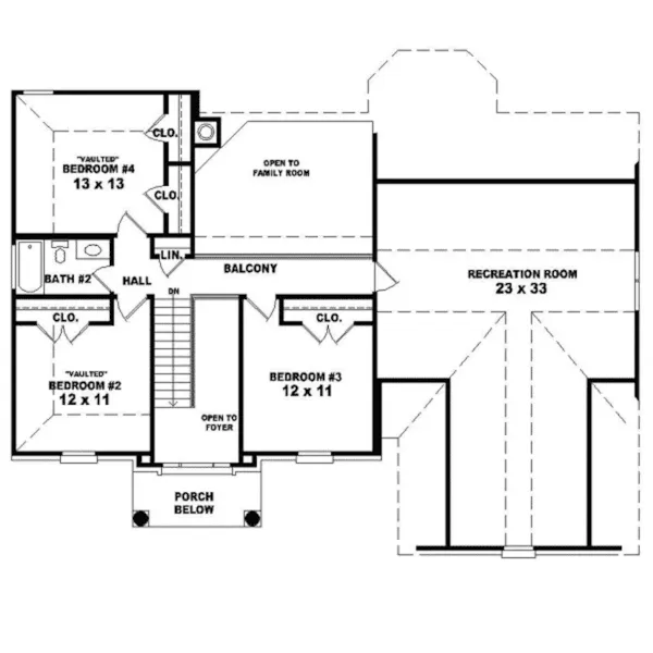 Southern Plantation House Plan Second Floor - Antoine Creek Colonial Home 087D-0659 - Search House Plans and More