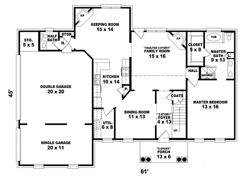 Southern House Plan First Floor - Eileen Colonial Home 087D-0663 - Search House Plans and More