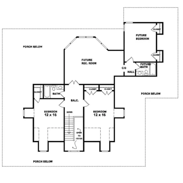 Acadian House Plan Second Floor - Hatton Place Country Home 087D-0665 - Search House Plans and More