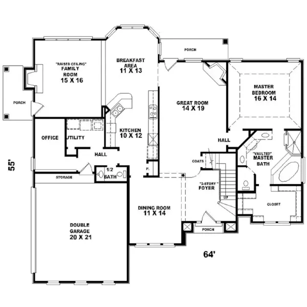 Luxury House Plan First Floor - Warwick Ferry Luxury Home 087D-0666 - Shop House Plans and More