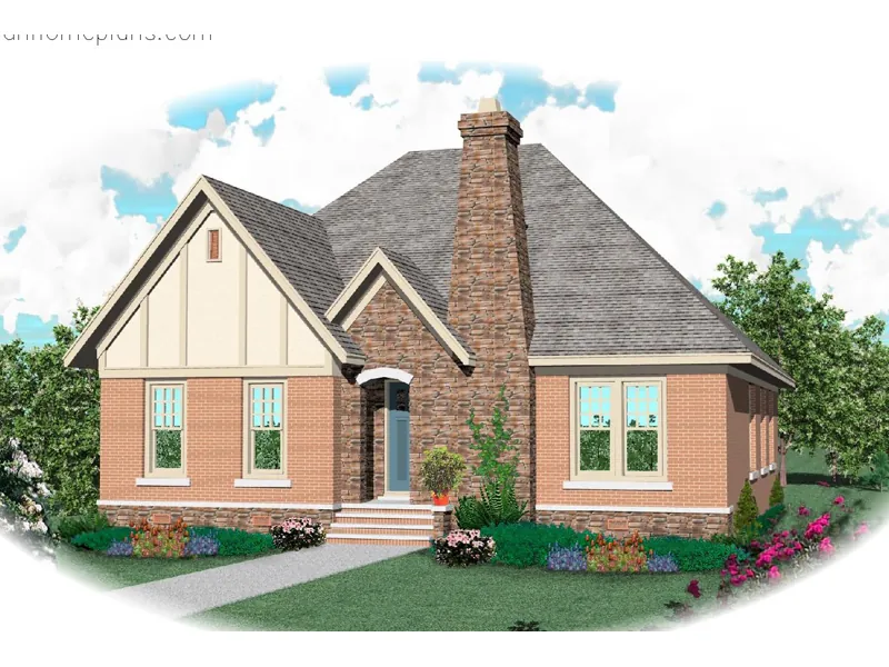 Craftsman House Plan Front of Home - La Roux Tudor Style Home 087D-0668 - Shop House Plans and More