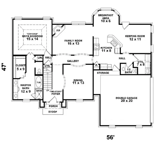 Plantation House Plan First Floor - McLaran Georgian Home 087D-0672 - Shop House Plans and More