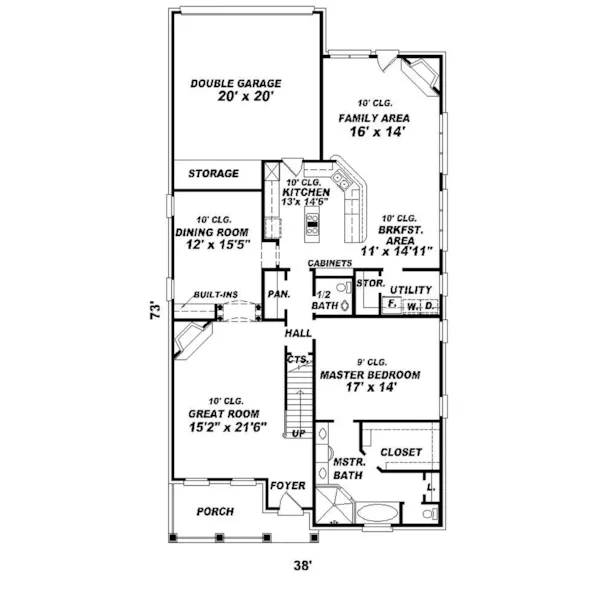 Southern House Plan First Floor - Chafford Southern Style Home 087D-0674 - Search House Plans and More