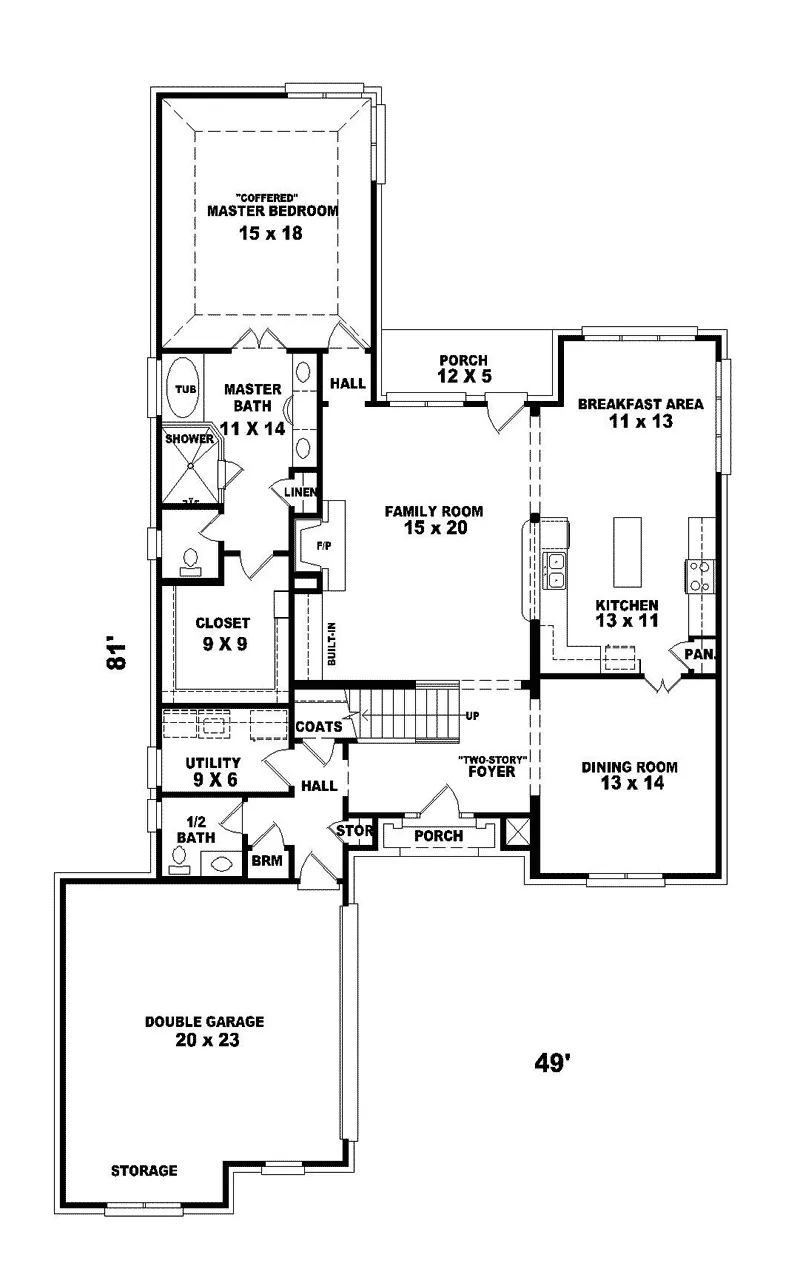 Southern House Plan First Floor - Lavalette Traditional Home 087D-0677 - Shop House Plans and More