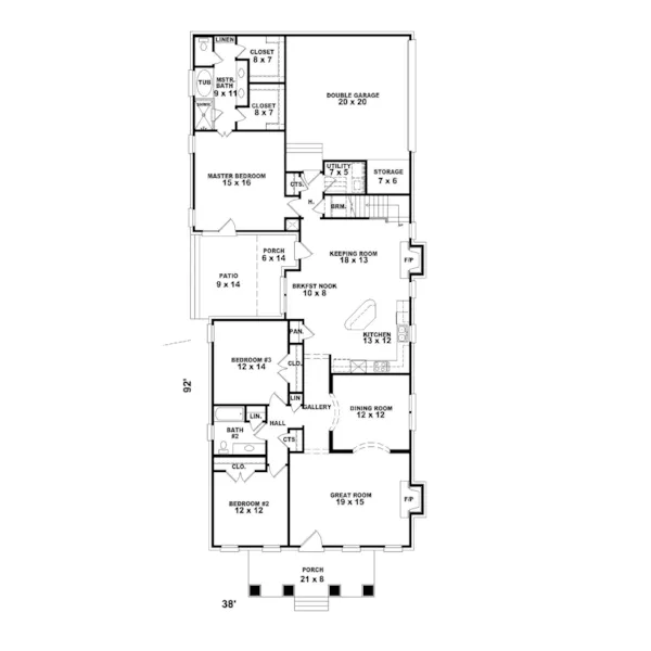 Shingle House Plan First Floor - Bella Clare Arts And Crafts Home 087D-0683 - Search House Plans and More