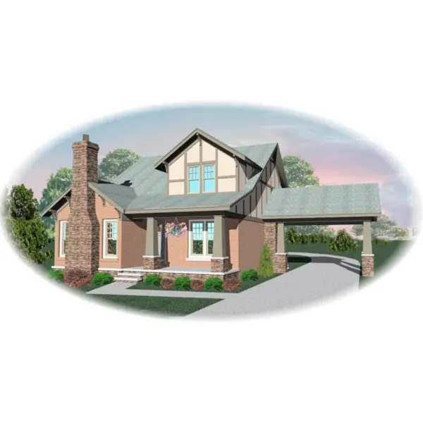 Craftsman House Plan Front of Home - Odegard Tudor Home 087D-0686 - Shop House Plans and More