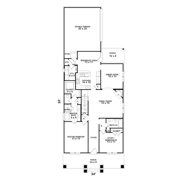 Lake House Plan First Floor - Kilgore Park Prairie Style Home 087D-0689 - Search House Plans and More