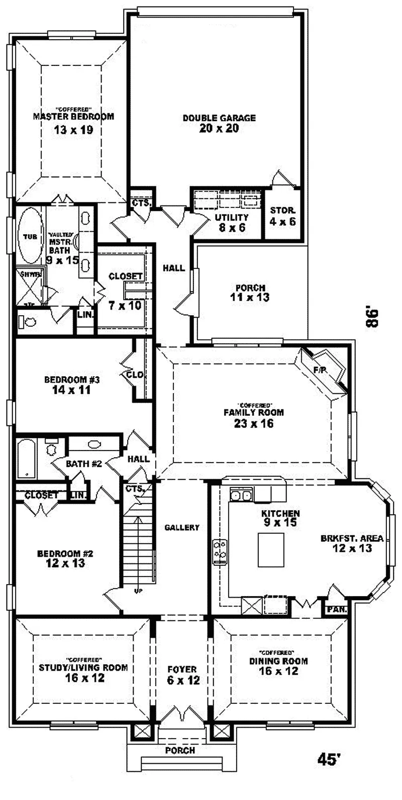 Sunbelt House Plan First Floor - Falconridge Country French Home 087D-0692 - Search House Plans and More