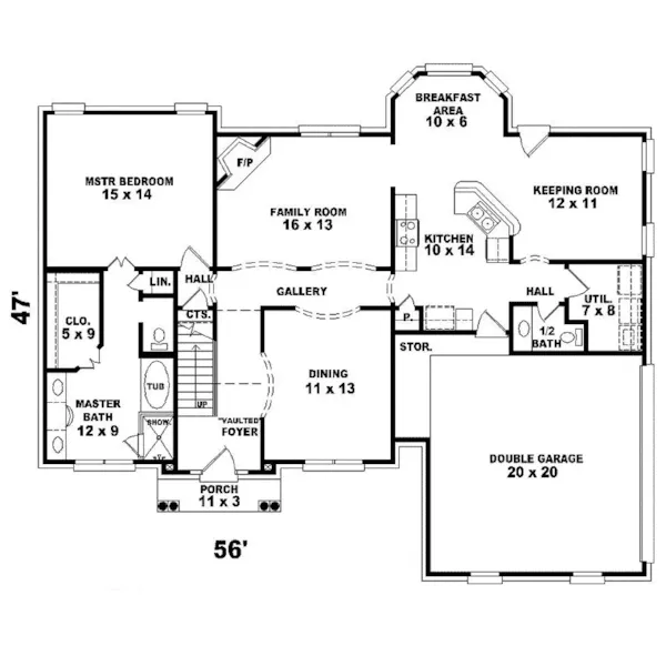 Country House Plan First Floor - Avondale Trail Country Home 087D-0695 - Search House Plans and More