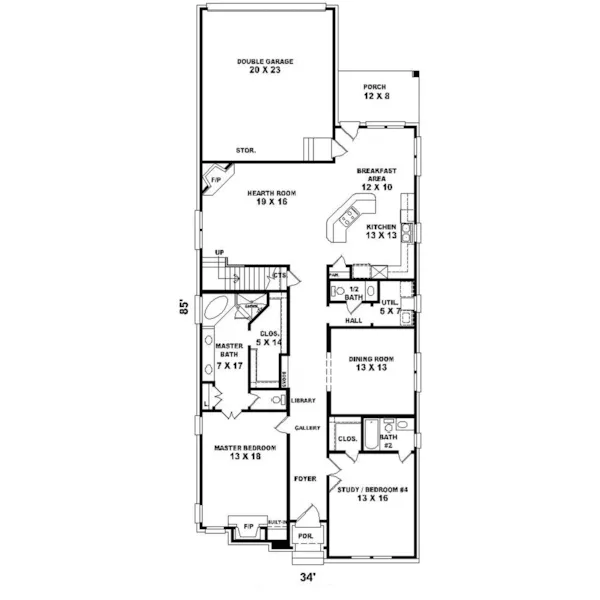 Country House Plan First Floor - Apollo Hill Tudor Cottage Home 087D-0699 - Search House Plans and More