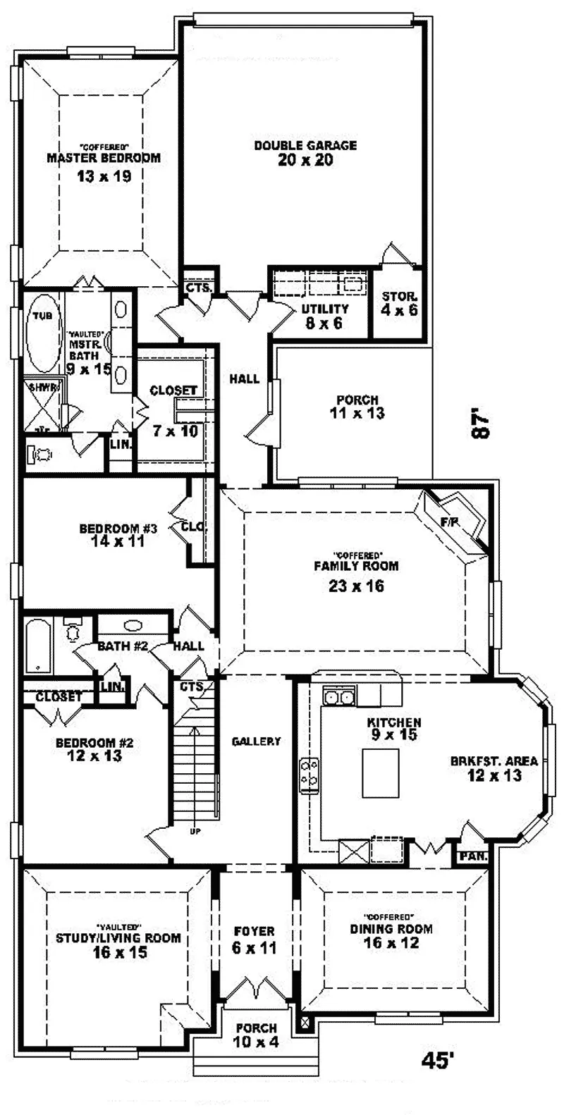 Traditional House Plan First Floor - Ashton Traditional Southern Home 087D-0703 - Search House Plans and More