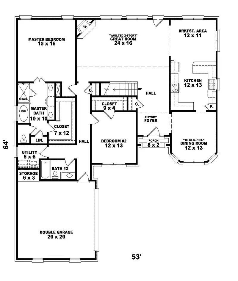 Colonial House Plan First Floor - Burnett Luxury Home 087D-0711 - Search House Plans and More