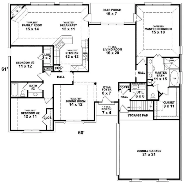 Southern House Plan First Floor - Hardley Southern Country Home 087D-0715 - Search House Plans and More