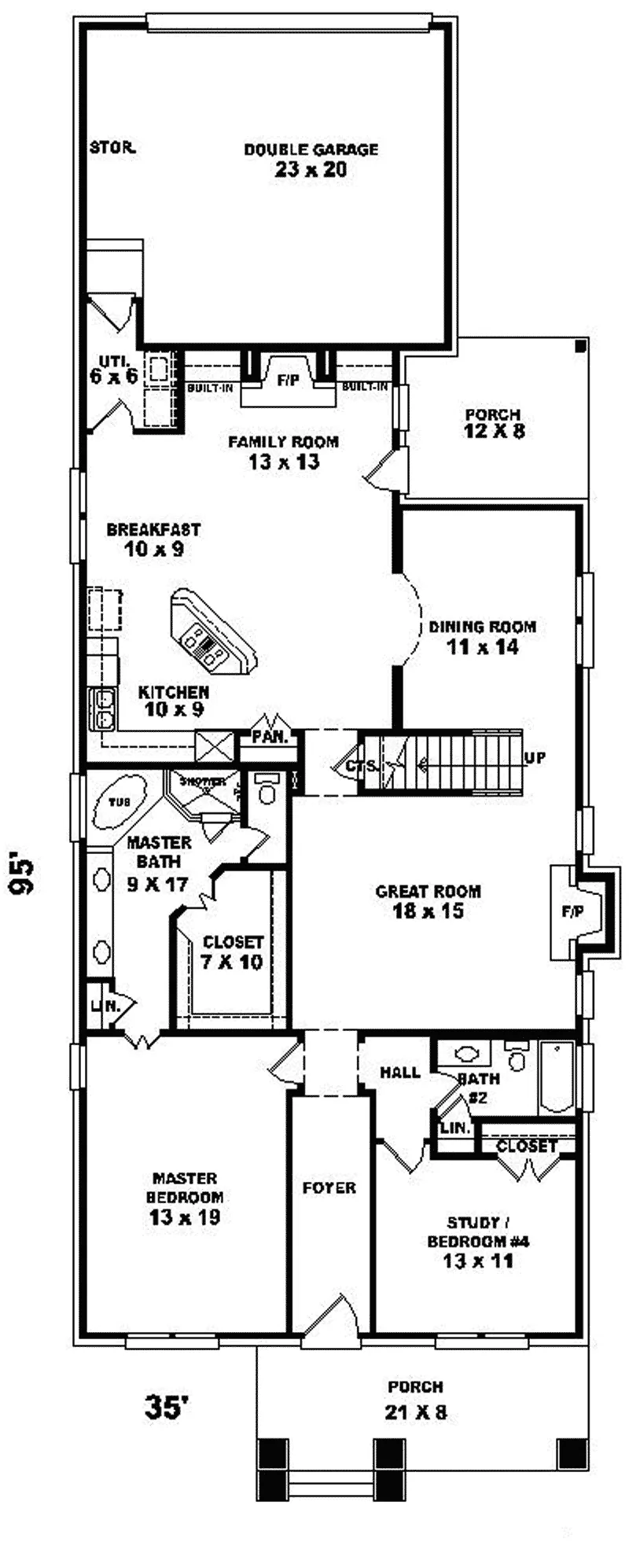 English Cottage House Plan First Floor - Medina Southern Narrow Lot Home 087D-0722 - Shop House Plans and More