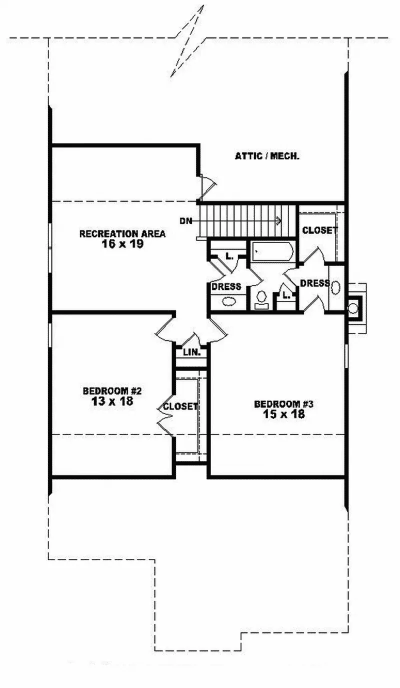 English Cottage House Plan Second Floor - Medina Southern Narrow Lot Home 087D-0722 - Shop House Plans and More