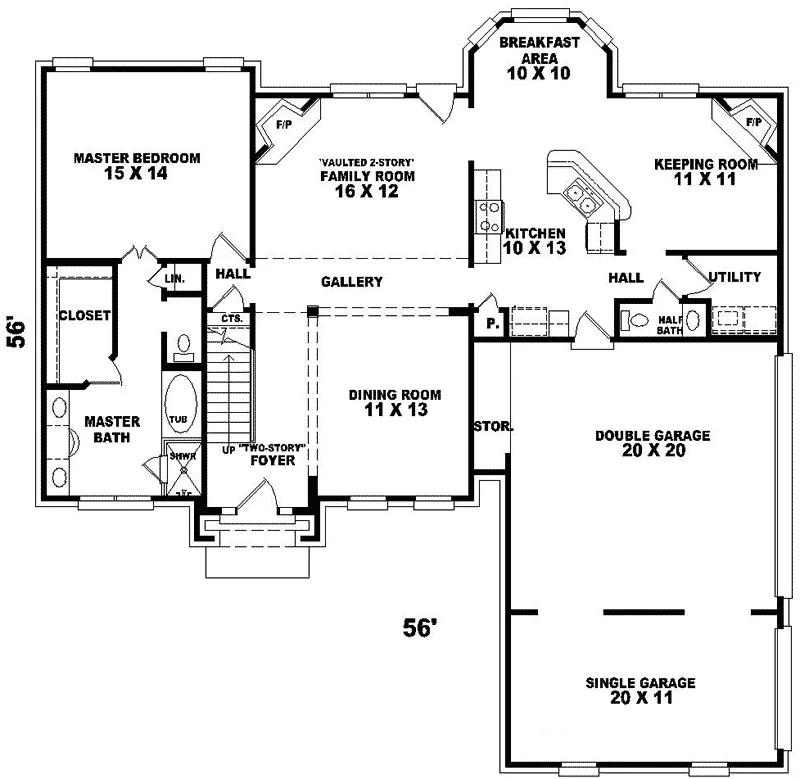 Traditional House Plan First Floor - Royce Manor European Home 087D-0733 - Shop House Plans and More
