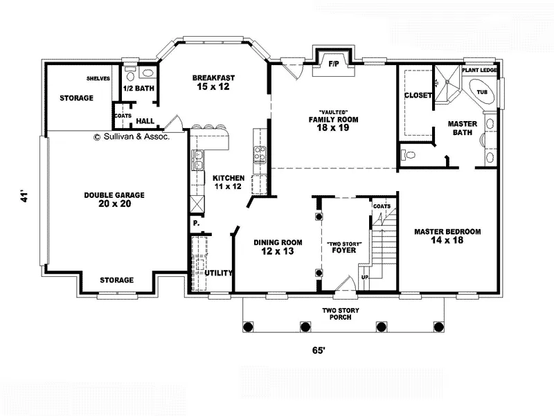 Colonial House Plan First Floor - Weidmann Georgian Home 087D-0750 - Shop House Plans and More