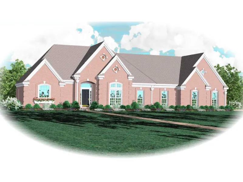 European House Plan Front of Home - Salena Brick Ranch Home 087D-0757 - Shop House Plans and More