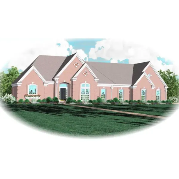 Traditional House Plan Front of Home - Salena Brick Ranch Home 087D-0757 - Shop House Plans and More