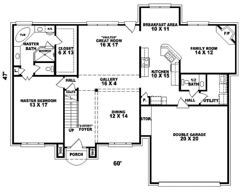 Traditional House Plan First Floor - Georgian Trail Colonial Home 087D-0763 - Search House Plans and More