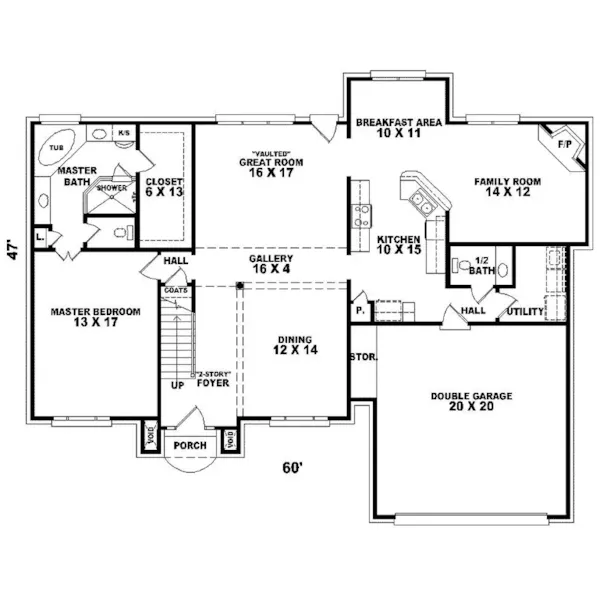 Colonial House Plan First Floor - Georgian Trail Colonial Home 087D-0763 - Search House Plans and More