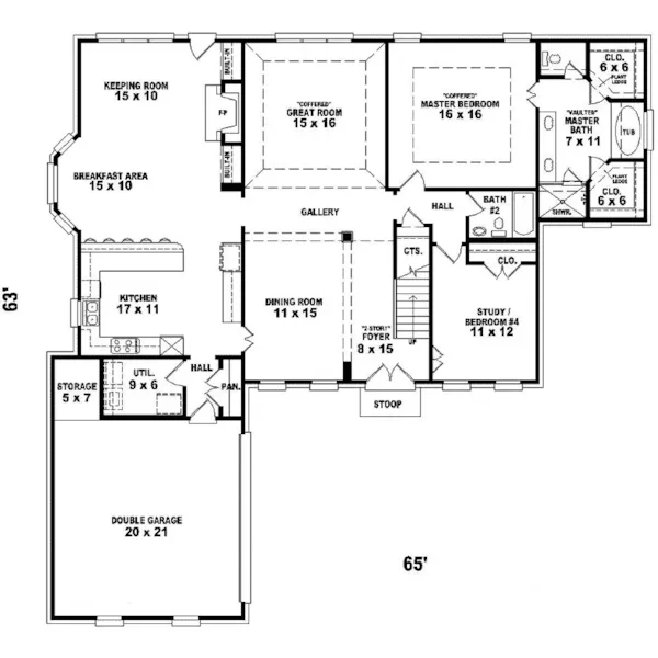 European House Plan First Floor - Middlehill Georgian Home 087D-0764 - Shop House Plans and More