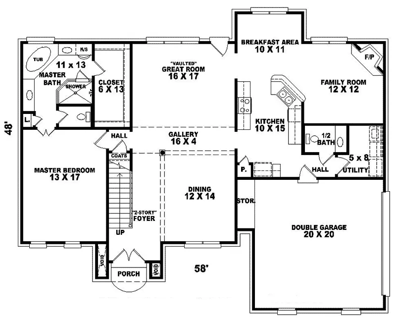 Southern House Plan First Floor - Blanchard Traditional Home 087D-0766 - Search House Plans and More