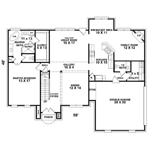 Colonial House Plan First Floor - Blanchard Traditional Home 087D-0766 - Search House Plans and More