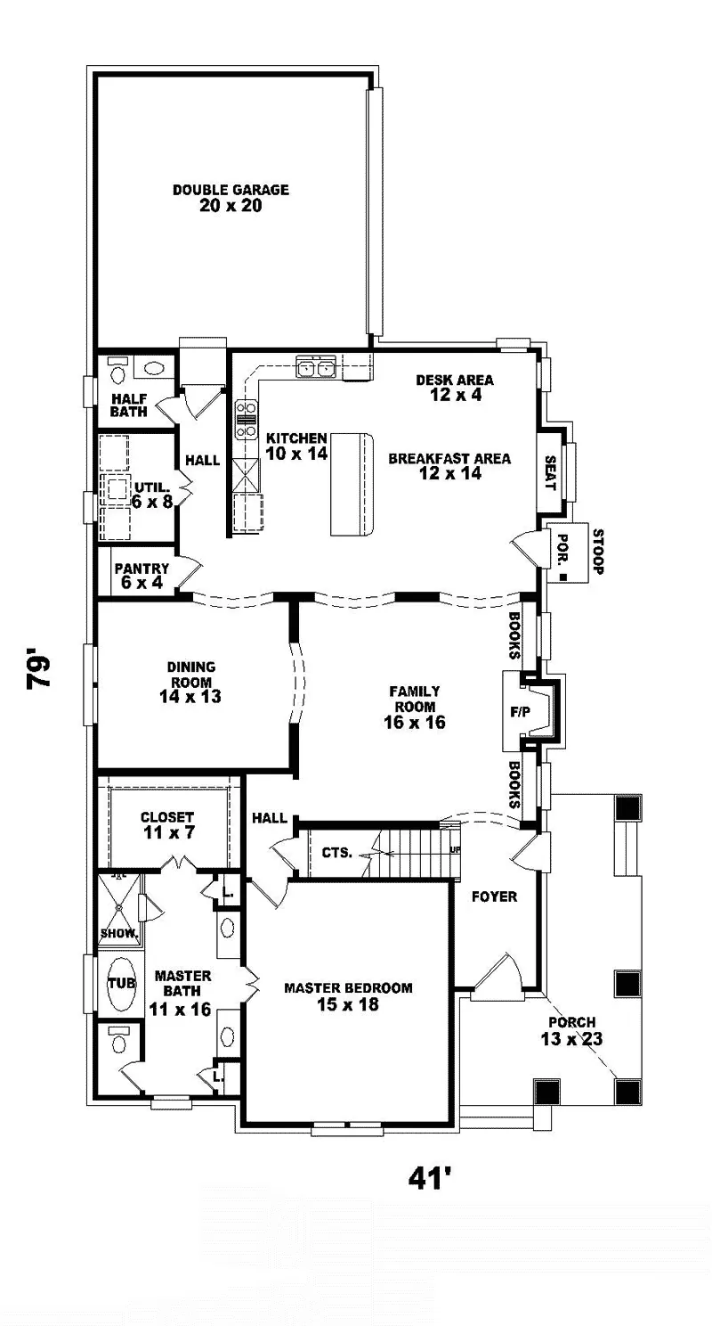 Traditional House Plan First Floor - Plymouth Terrace Tudor Home 087D-0783 - Shop House Plans and More