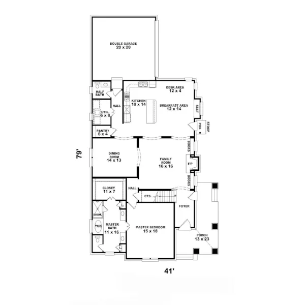 Craftsman House Plan First Floor - Plymouth Terrace Tudor Home 087D-0783 - Shop House Plans and More